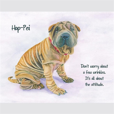 Shar-pei Dog Watercolor Print with Custom Text,by myDaVinci - myDaVinci